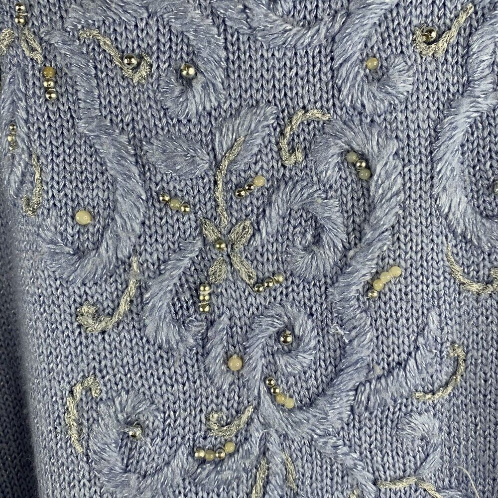 Vintage Sz M Sweater Jaclyn Smith Beaded Metallic Mock Neck‎ Long Sleeve Women’s - Picture 3 of 6